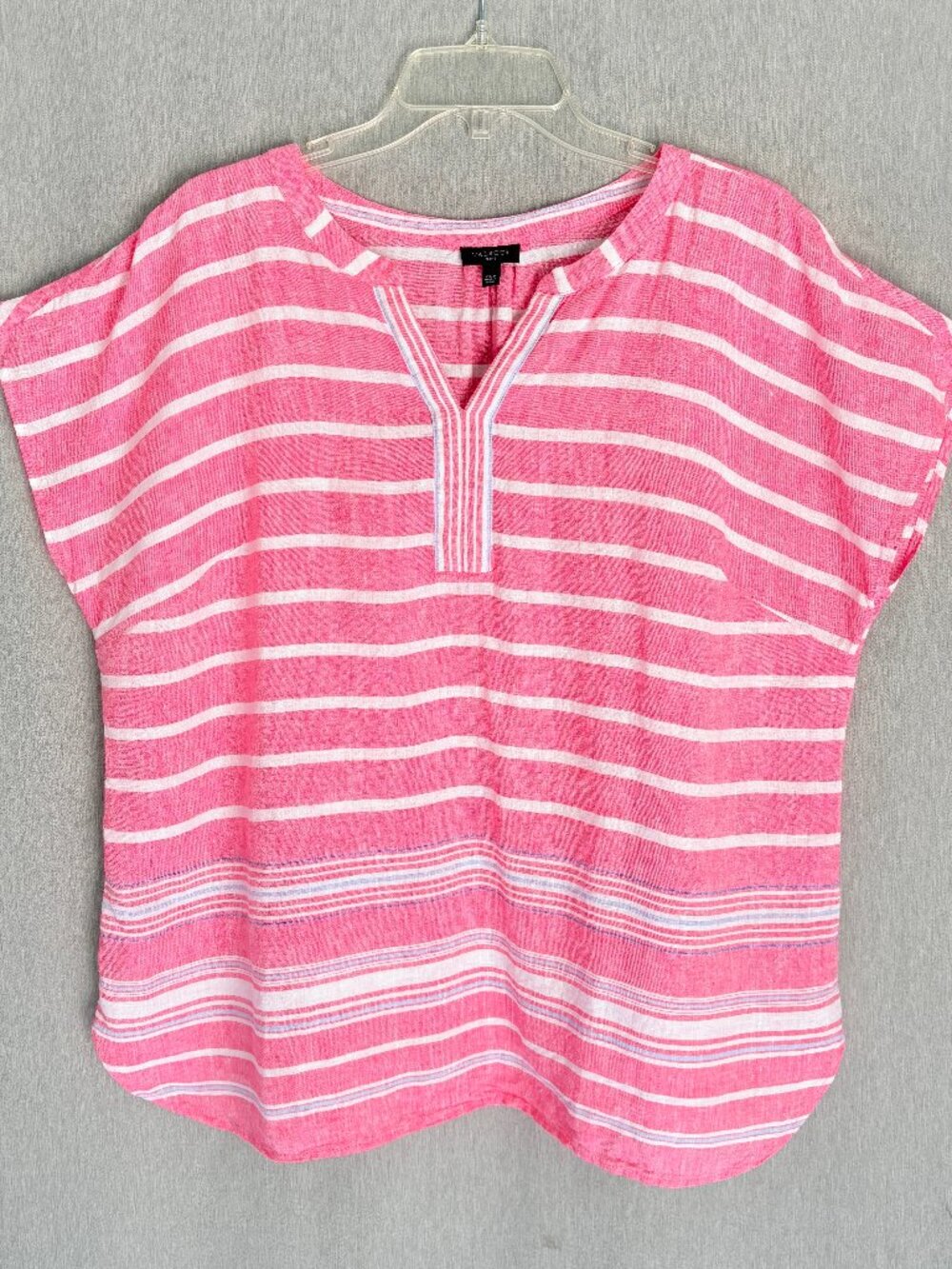TALBOTS Boardwalk Stripe Linen Popover Top